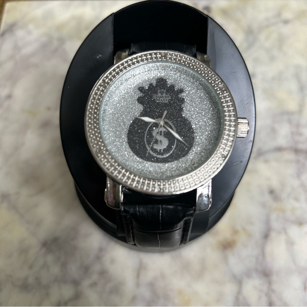 Silver Glitter Diamond Maxx Money Bag Watch